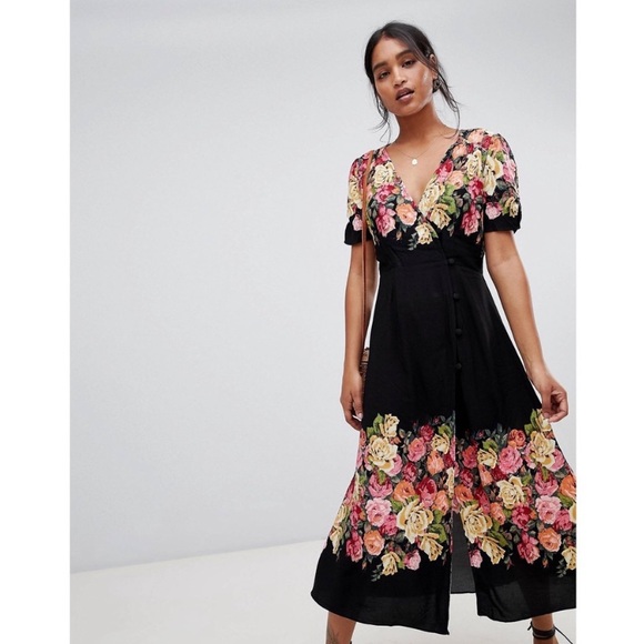 FREE PEOPLE Jamie Floral Midi Dress NWT - Picture 2 of 9